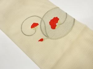 絽綴れ花に丸模様織出し名古屋帯